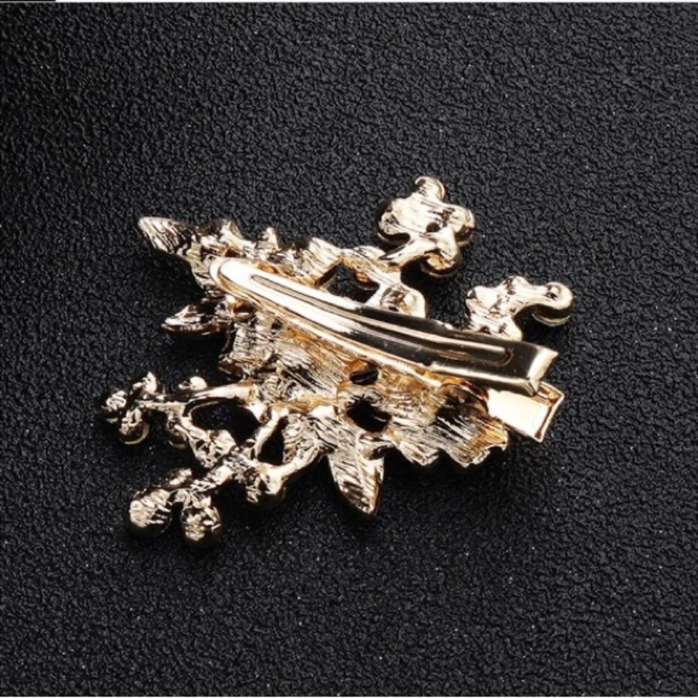Single Gold Color Hair Clips Austrian Crystal Barrettes Women Hair Accessories - Picture 4 of 5